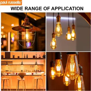 paul russells LED Filament ST64 Bulbs, 4.5W 400 Lumens, 35w Equivalent, 2200K Amber, Pack of 10