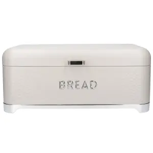 KitchenCraft Carbon Steel Bread Bin Cream Kitchen Food Storage with Lid Retro