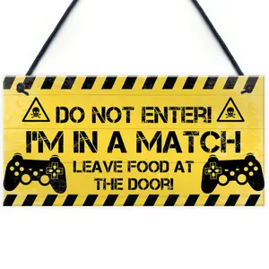 Red Ocean Gamer Warning Plaque For Boys Bedroom or Man Cave Gaming Accessories Novelty Gamer Gift Sign For Son Brother