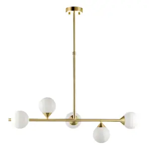 Luminosa Grosseto Batten Satin Brass Plate, Gloss White Glass