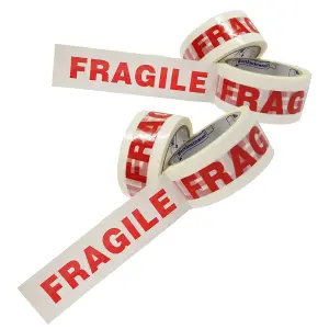 24 Rolls of Fragile Printed 50mm x 66m Strong Sticky Packaging Parcel Tapes