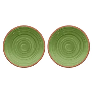 Purely Home Rustic Swirl Green Melamine Side/Salad Plates - Set of 2