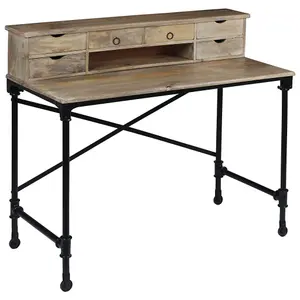 Berkfield Writing Desk Solid Mango Wood and Steel 110x50x96 cm