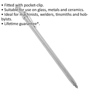 154mm Carbide Tipped Scriber for Glass, Metal & Ceramics with Pocket Clip