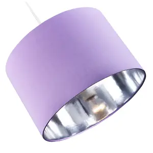 Contemporary Lilac Cotton 10 Table/Pendant Lampshade with Shiny Silver Inner