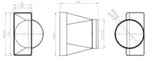 220mm x 90mm Megaduct Rectangle to 150mm (6") Round Large Flat Channel Ducting