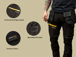 Slim Fit Softshell Work Trousers With Removable Holster Pockets And Knee Pad Pockets