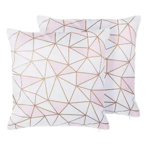 Set of 2 Cushions CLARKIA Cotton 45 x 45 cm Geometric Pink