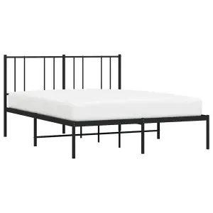 Berkfield Metal Bed Frame with Headboard Black 150x200 cm 5FT King Size