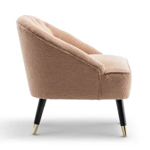 Teddy Boucle Fabric Accent Chair in Light Brown