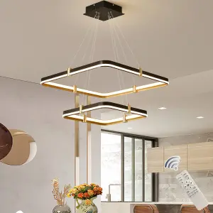 Garwarm Dimmable LED 2- Rectangular Ring Modern  Chandelier