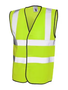 Uneek - Unisex Sleeveless Safety Waist Coat - 100% Polyester - Yellow - Size S