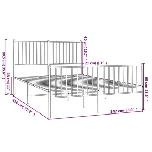 Berkfield Metal Bed Frame with Headboard and Footboard White 135x190 cm