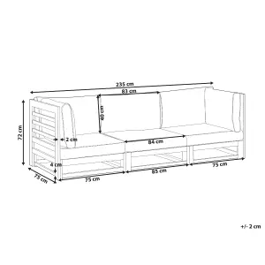 Garden Sofa TRANI Acacia Wood Dark Red 3 Seater