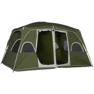 Outsunny Camping Tent, Family Tent 4-8 Person 2 Room Easy Set Up, Green