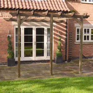 Wall Mounted Garden Pergola 3 Posts - Wood - L300 x W540 x H270 cm - Light Green