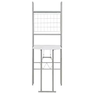 Berkfield 3 Piece Folding Dining Set with Storage Rack MDF and Steel White