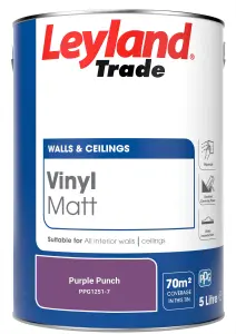 Leyland Trade Vinyl Matt Walls & Ceilings Emulsion Paint Purple Punch (PPG1251-7) 5L