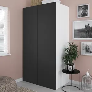 GoodHome Atomia Freestanding Matt anthracite & white Particle board Wardrobe (H)1875mm (W)1000mm (D)580mm