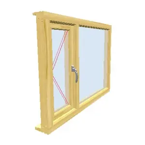 1245mm (W) x 1245mm (H) Wooden Stormproof Window - 1/3 Right Opening Window - Toughened Safety Glass