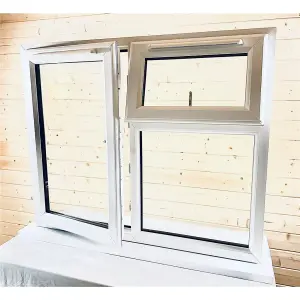 1195mm (W) x 1245mm (H) PVC u StormProof  Window - 1 Opening Window (LEFT) - Top Opening Window (RIGHT) - White