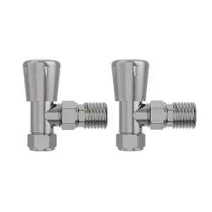 Right Radiators 15mm x 1/2" Satin Nickel Angled Lockshield Valve Towel Rail Radiator Valves Central Heating Taps