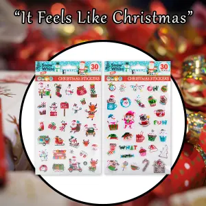 Christmas Stickers Themed 1x Varied Design 24.9x14.6x0.1cm Christmas Themed