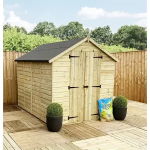 13 x 5 Garden Shed Pressure Treated T&G Double Door Apex Wooden Garden Shed - 4 Windows (13' x 5') / (13ft x 5ft) (13x5)