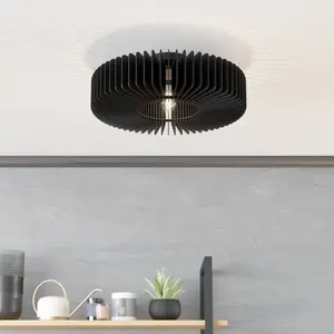 Eglo Palombaia Black Wooden Ceiling Light