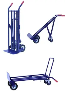 3 in 1 Heavy Duty Folding Solid Wheel Sack Truck, Easy Switch Configurations, Solid Wheels, Steel Framework, 200kg Capacity