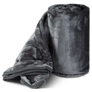 Hibernate Collection Soft Faux Mink Throw Thick Luxury Blanket - Double Metallic Grey