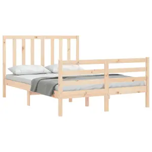 Berkfield Bed Frame with Headboard Small Double Solid Wood