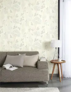 GoodHome Erosa Cream Floral Glitter effect Textured Wallpaper