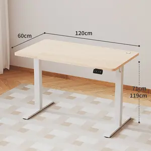 Hieronymus Electric Height Adjustable T-Shape Standing Desk Beige/White / White / 122 x 120 x 60 cm