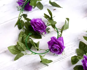 Best Artificial 7ft Purple Silk Rose Garland decoration - perfect from home, office or events