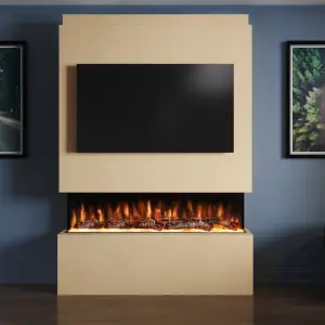 Pre-Built Media Wall Package 19 Including 50-inch Spectrum Series 3 Sided Electric Fire