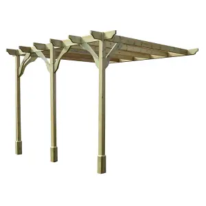 Wall Mounted Premium Pergola 3 Posts - Wood - L480 x W660 x H270 cm - Light Green