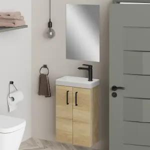 Mino 400mm Natural Oak Wall Hung Cloakroom Vanity