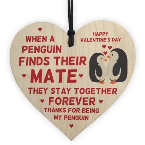 Valentines Day Gift For Him Her Girlfriend Boyfriend Wife Wood Heart Penguin Gift