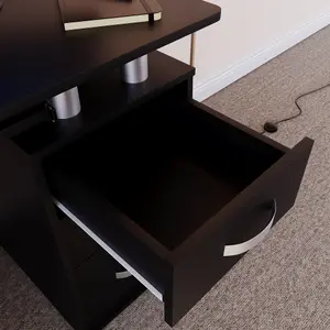 Vida Designs Otley Black 3 Drawer Computer Desk With Shelves and Keyboard Tray