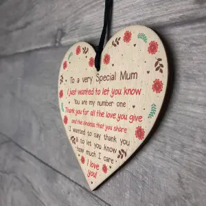 Red Ocean Handmade Wooden Heart Gift For Mum From Daughter Or Son Keepsake Gift