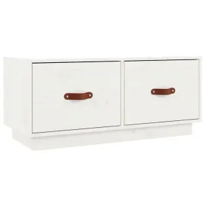 Berkfield TV Cabinet White 80x34x35 cm Solid Wood Pine