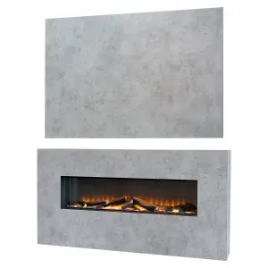 Acantha Bloc Pre-Built Fully Inset Media Wall Suite & TV Board in Concrete Effect