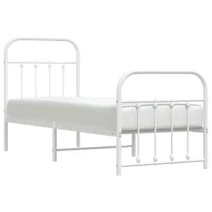 Berkfield Metal Bed Frame with Headboard and Footboard White 75x190 cm