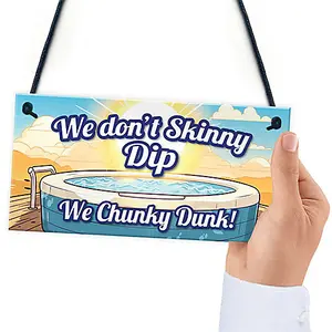 Red Ocean Funny Skinny Dip Chunky Dunk Hot Tub Sign Hanging Shed Summerhouse Sign Hot Tub Accessories Home Decor Gift