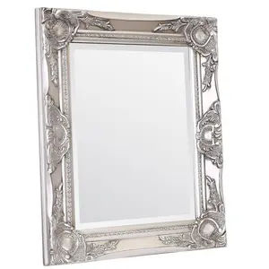 Villanova Solid Wood Flat Wall Mirror Vintage White / 90cm H x 60cm W