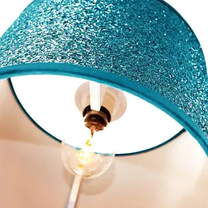 Modern and Designer Bright Teal Glitter Fabric Pendant/Lamp Shade 25cm Wide