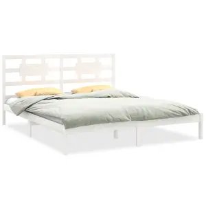 Berkfield Bed Frame White Solid Wood 180x200 cm 6FT Super King