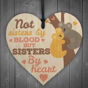 Red Ocean Sisters By Heart Wooden Hanging Heart Friendship Sign Best Friend Plaque Gift Shabby Chic Thank You Gift