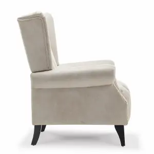 Faux Leather Suede Cream Sandringham Accent Wingback Chair